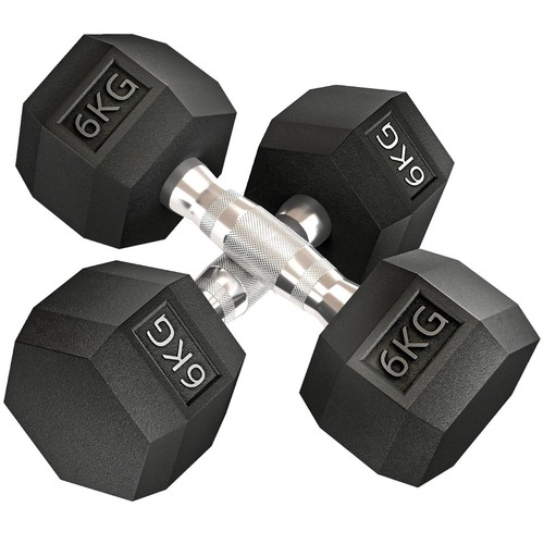 Rubber hex dumbbell set - hex,