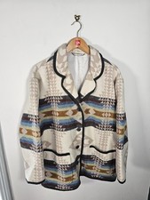 Vintage Aztec Southwestern Wool Cardigan Women's UK 20 Big Lined Warm Patterned