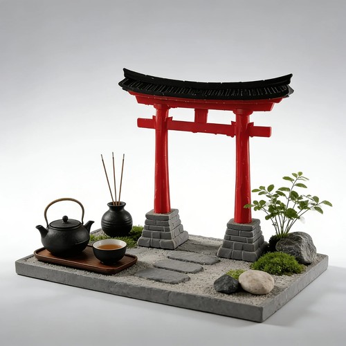 Printed japanese torii gate - japanese,