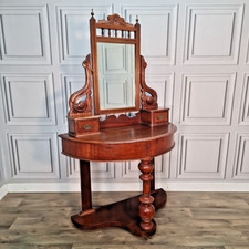 Antique Victorian Duchess Dressing Table Mirror - Drawers Hall Console Mahogany
