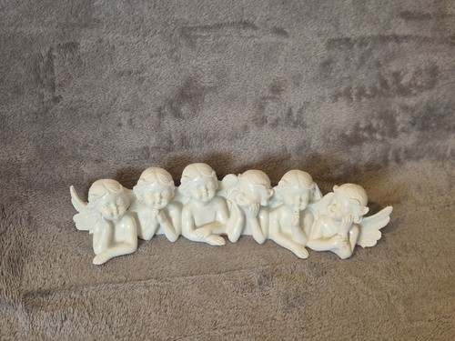 White plaster cherub angel - white,