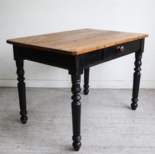 Antique late 19th century Victorian small farmhouse dining table, stripped pine
