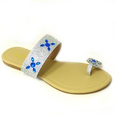 Ladies Diamante Toe Post Flat