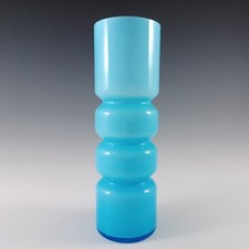 Ryd Scandinavian / Swedish Blue Cased Glass Hooped Vase
