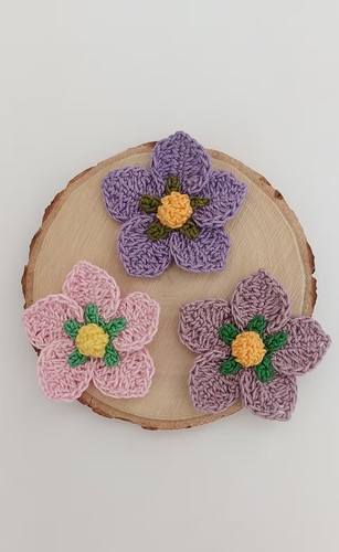 Purple crochet flowers - crochet, flowers–