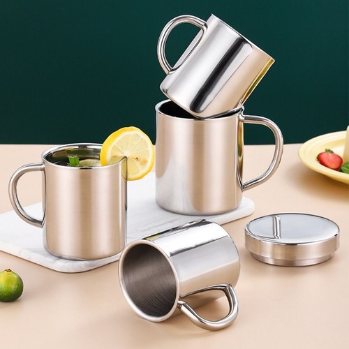 Stainless steel coffee mug - steel,