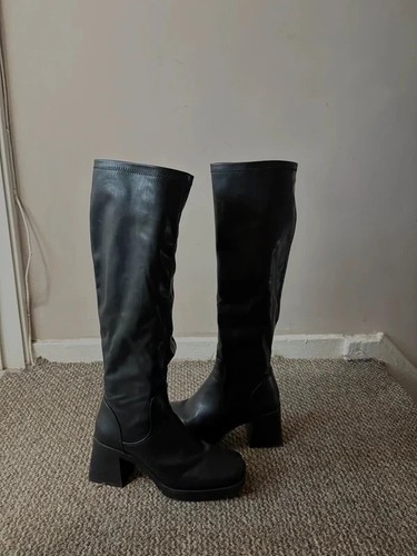 Black platform knee high - black,