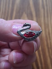 Swarovski swan tie lapel - swan, or