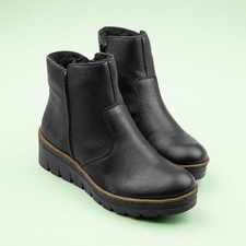 Rieker Womens Boots Black Adults Ladies Ankle Zip Wedge Antistress Hannover SIZE