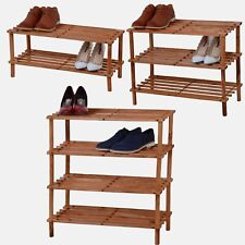 WOODEN SLATED SHOE RACK SHELF STAND HOLDER ORGANIZER 2/3/4 TIER LIGHT WEIGHT