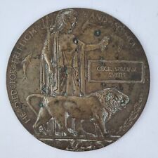Antique WW1 Bronze Death Plaque Penny Cecil William Smith