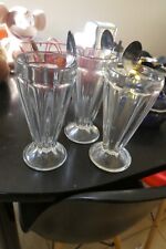 3 Knickerbocker Glory glasses with spoons