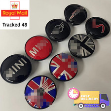 MINI CENTRE CAPS WHEEL HUB 4 X SET ALLOY BADGE EMBLEM BLACK LOGO 54mm COOPER ONE