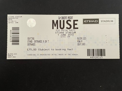 Muse ticket 2013 - muse,