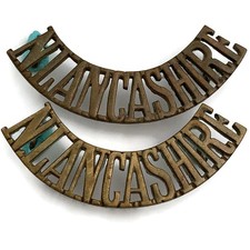 WW1 Loyal North Lancashire Regiment Shoulder Title Badge PAIR - Original WWI