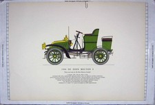 Original Old Antique Print Damaged 1904 De Dion Bouton Motor Car Three Seat