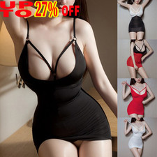 Women Bodycon Sleeveless Mini Dress See Through Babydoll Night Dress Clubwear