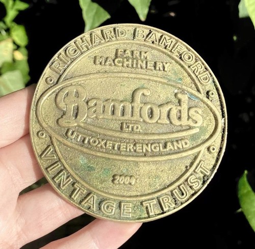 Bamfords engine brass badge - engine,
