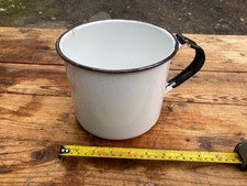 Vintage LARGE 6” Diameter Enamel 5 Pint Mug with Handle USED CONDITION