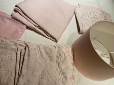 Laura Ashley Pink Damask Duvet & Slips + Linen Drapes & Plain Slips