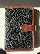 Mulberry Pocket Book Black Scotchgrain And Brandy Leather 