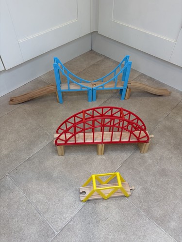 Wooden train track bridge - bridge, brio