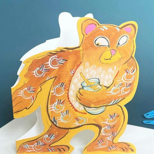 Bear stealing honey die cut - stealing,