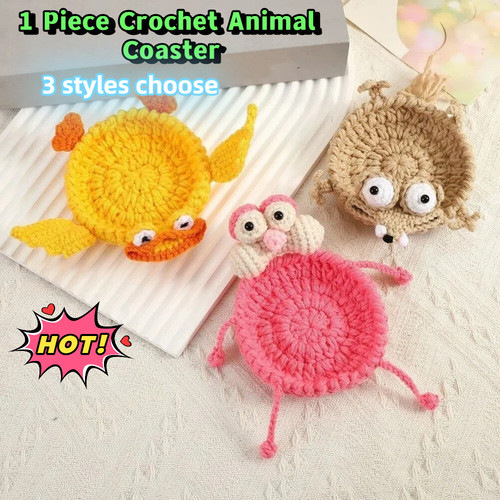 1xfunny crochet coasters - crochet, coasters,