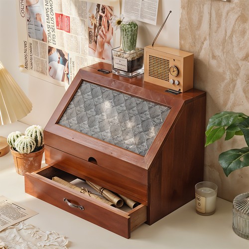 Retro wooden makeup organizer - wooden,
