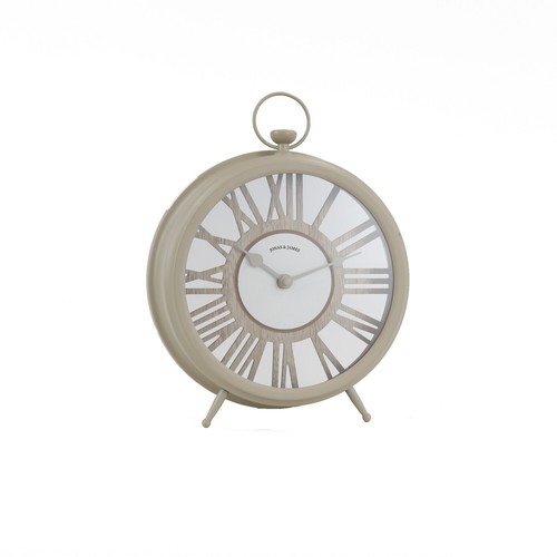 Greige mantel time clock - mantel,
