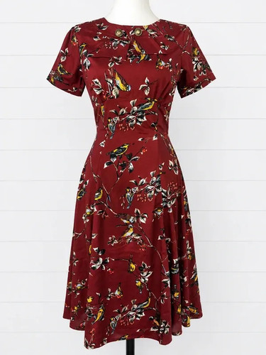 Hell bunny bird print tea - hell, midi