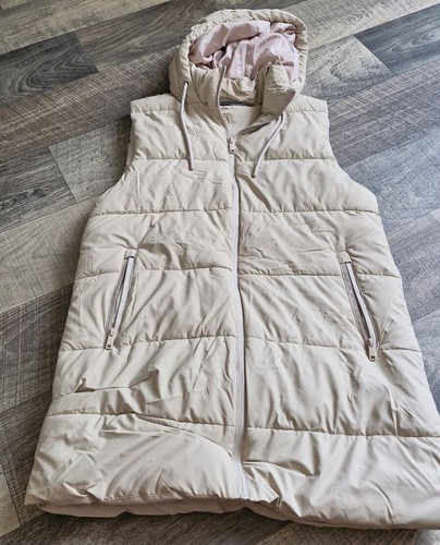Zara beige puffer hooded gilet - beige,