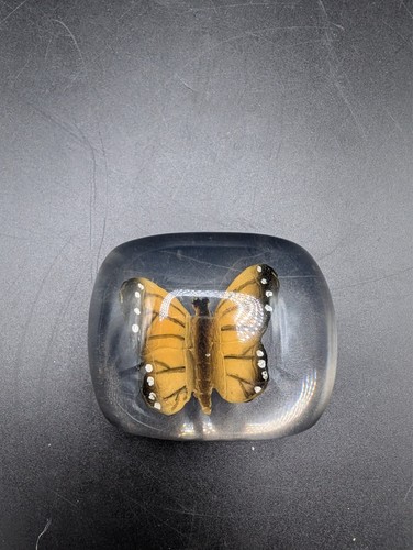 Vintage resin yellow butterfly - resin,