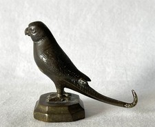 Vintage Bronze Metal Parrot Sculpture on Octagonal Base 19th Century Appx 5.5cm