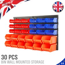 30Pcs Wall Mount Storage Organiser Bin Rack DIY Tool Bits Boxes Garage Workshop