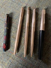 Joblot Rolled Gold Pens Parker Conway Stewart Yardoled Spares Repairs + Case