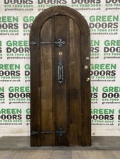Arched church oak door solid - arched,