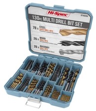 HSS Drill Bit Set for Metal, Wood, Plastic With Case 1mm-10mm Bits 130Pc Hi-Spec