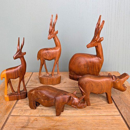 Hand carved wooden deer - carved,