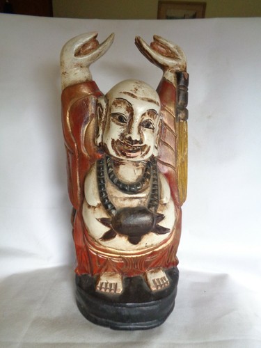 Handmade large wooden smiling
