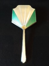 Art Deco Arthur & John Zimmerman Sterling Silver Guilloche Enamelled Hand Mirror