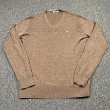 J Lindeberg Jumper Mens Medium Brown Melvin V Neck Cotton Golf Knit Sweater