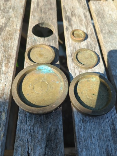 Brass weights vintage - brass, five