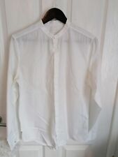 Cos Mens White Long Sleeve Collarless Shirt Slim Fit