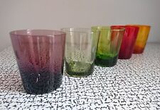 50s 60s Retro Vintage Harlequin Coloured Etched Spot Glasses Set MCM Mid Century