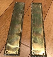 Vintage Heavy Duty Solid  BRASS Door Finger Plates Rope Edging ref1  (DG)