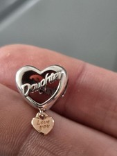 S925 Sterling Silver 'Daughter' Heart Charm + FREE Bracelet. UK. BNIP