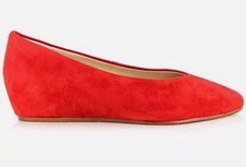 Clarks Sense Lula Ladies Red Suede Slip on Low Wedge Shoes UK Size 6 D EU 39.5