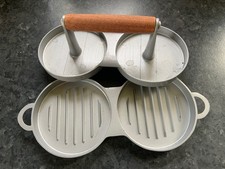 Double Burger Press Non Stick Aluminium Hamburger Maker Beef Patty Meat BBQ