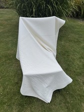 THE WHITE COMPANY CREAM FLORAL DAMASK 100% COTTON BLANKET THROW SIZE L 132 X 100